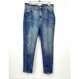 Revice Venus Crop Star Stitch Back Hi-Waisted Front Pleat Skinny Jeans 32 #2420